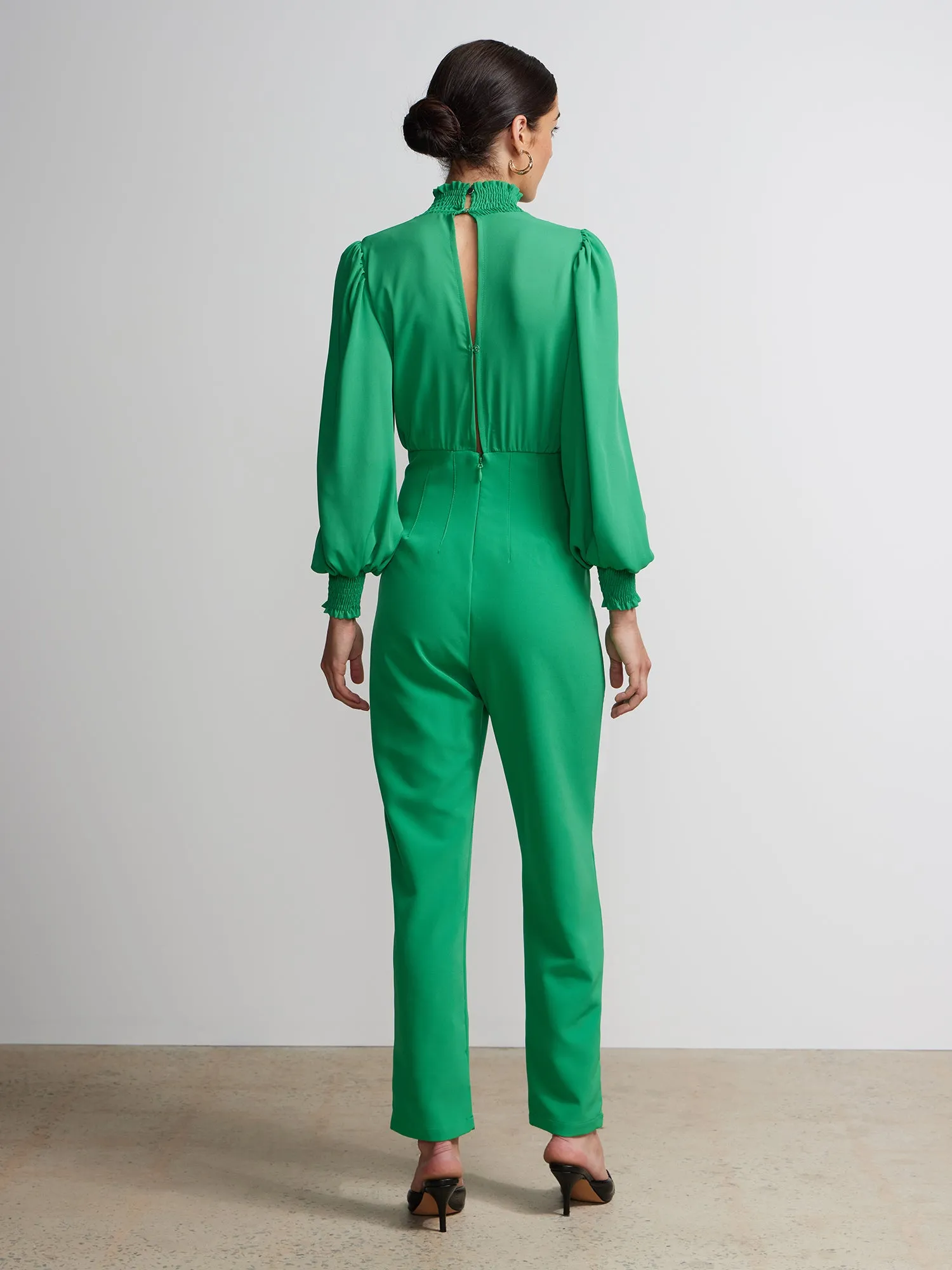 Mock-Neck Slim-Leg Jumpsuit