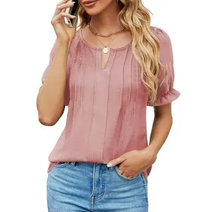 MOSHU Blouses for Women Casual Chic V Neck Womens Tops Summer Dressy Chiffon Shirts