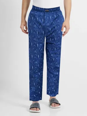 Navy Blue Printed Regular Fit Pyjamas