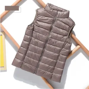 New Lightweight Solid Color Women's Down Vest 90% Duck Down