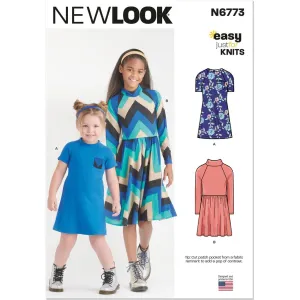 New Look Sewing Pattern N6773 Children's and Girls' Knit Dresses