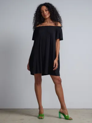 Off-The-Shoulder Knit Shift Dress