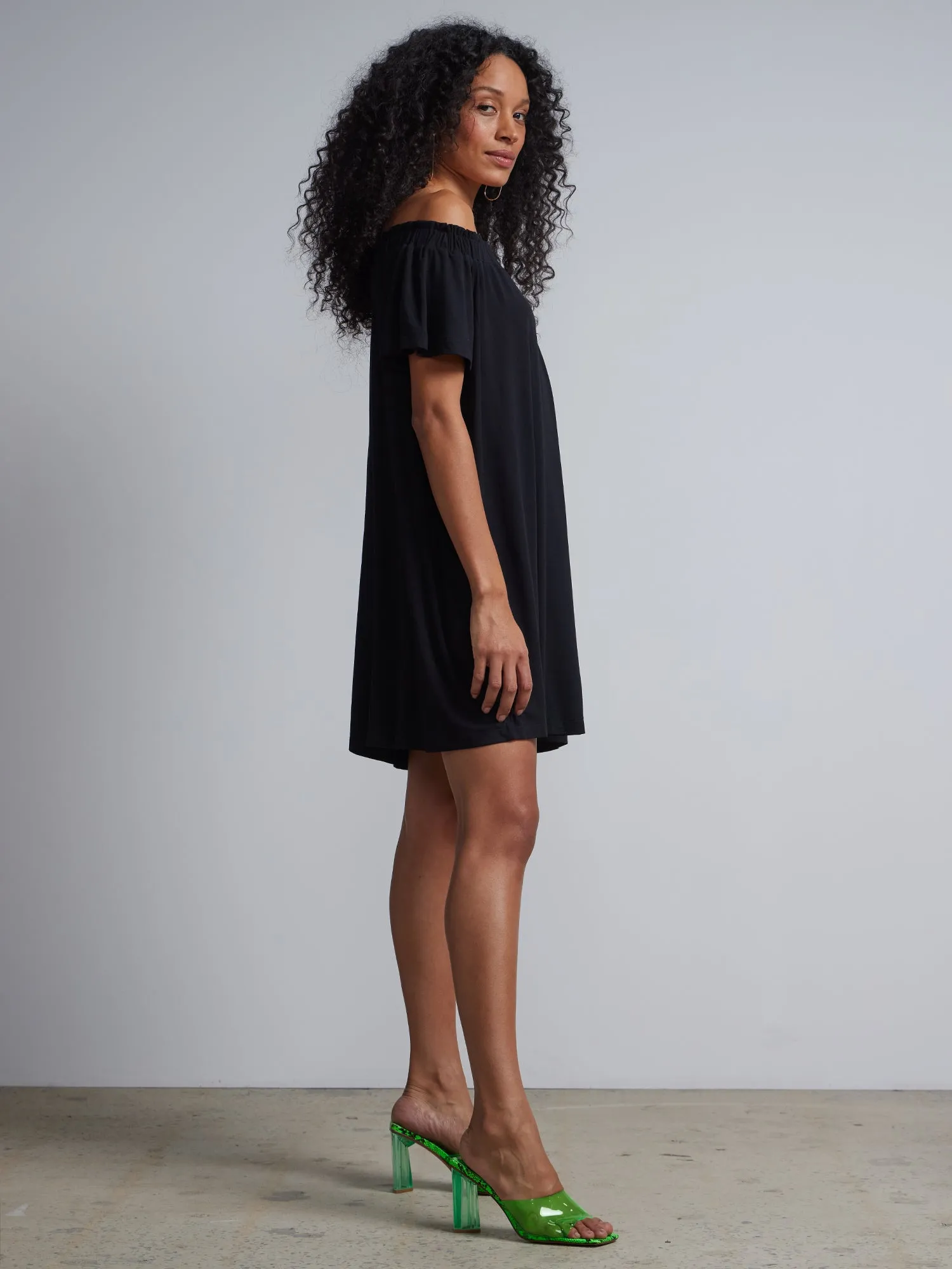 Off-The-Shoulder Knit Shift Dress