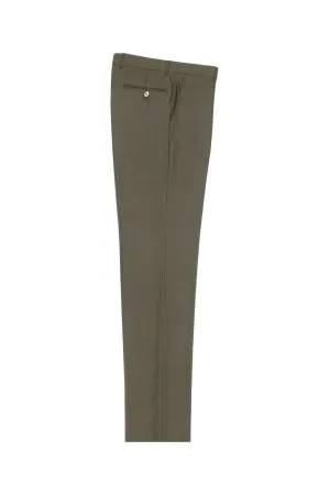 Olive Flat Front Wool Dress Pant