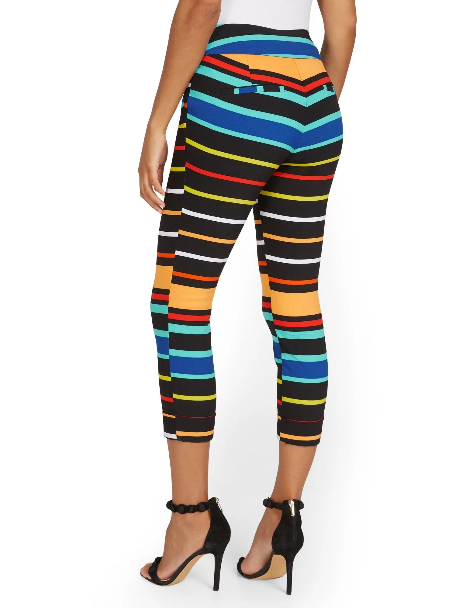 Petite Whitney High-Waisted Pull-On Slim-Leg Capri Pant - Bold Stripe