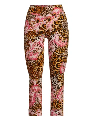 Petite Whitney High-Waisted Pull-On Slim-Leg Capri Pant - Scroll Print