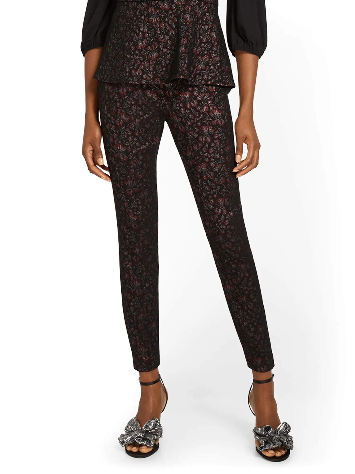 Petite Whitney High-Waisted Pull-On Slim-Leg Pant - Floral-Print