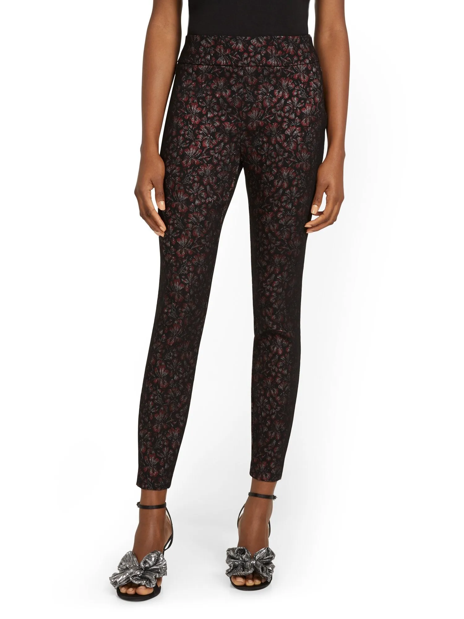 Petite Whitney High-Waisted Pull-On Slim-Leg Pant - Floral-Print