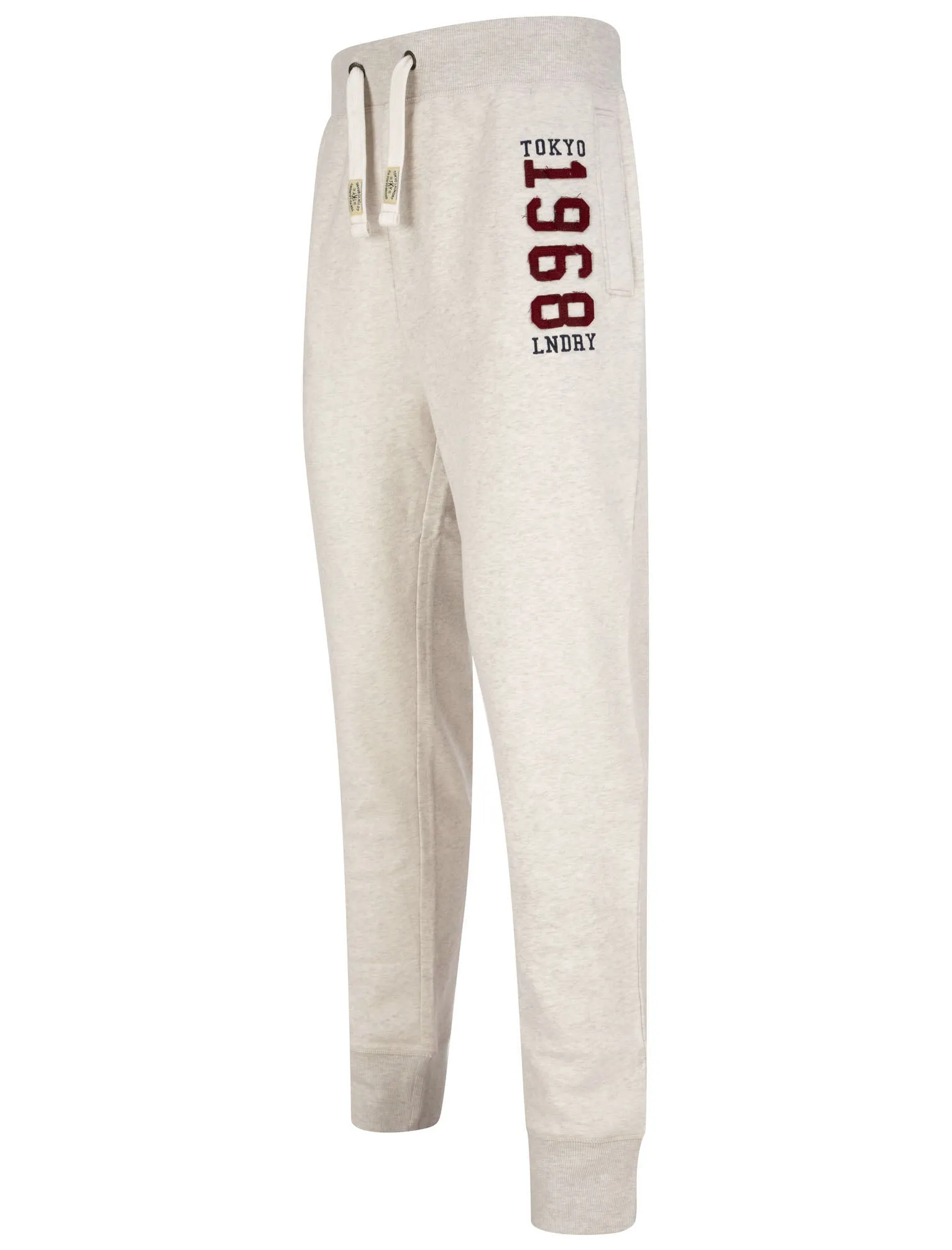 Philipot Brushback Fleece Cuffed Joggers in Oatmeal Marl - Tokyo Laundry