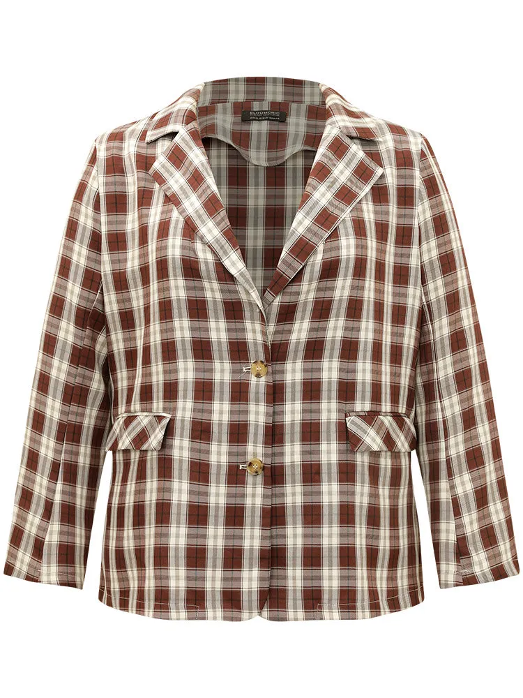 Plaid Button Through Flap Pocket Blazer