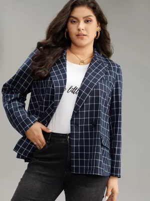 Plaid Flap Detail Suit Collar Button Up Blazer