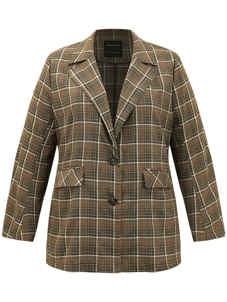 Plaid Flap Pocket Button Through Blazer