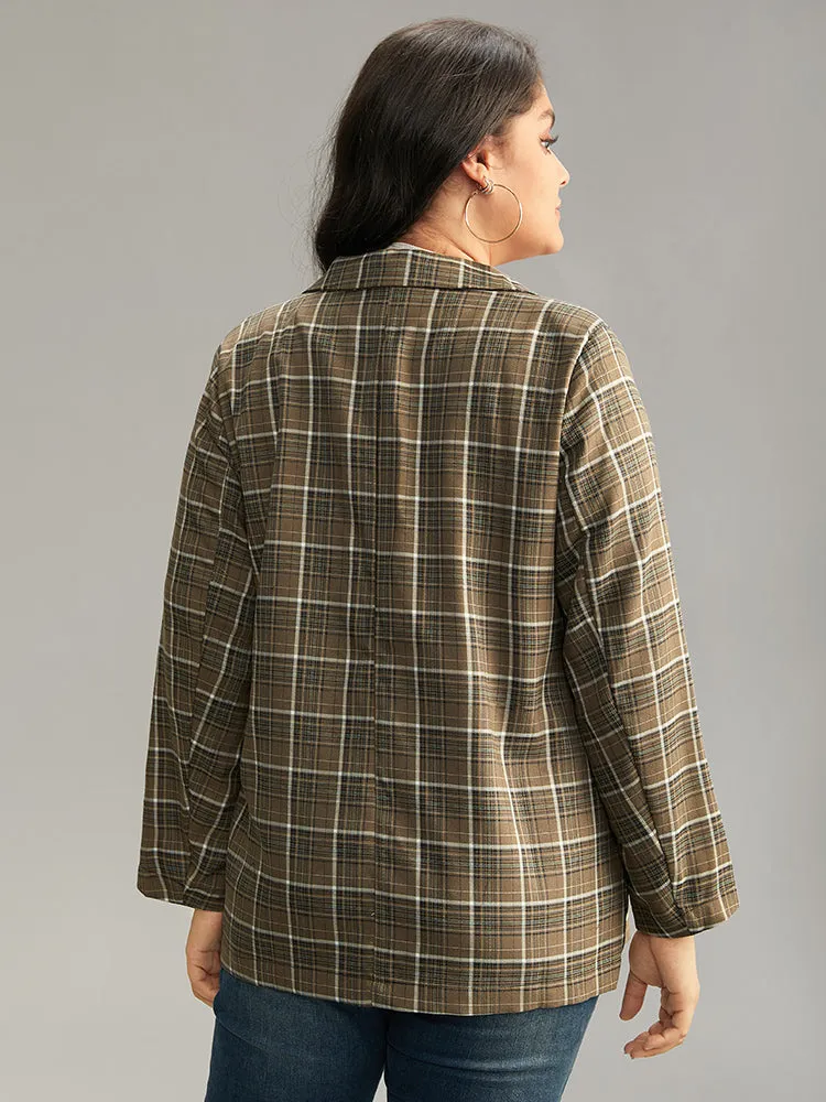 Plaid Flap Pocket Button Through Blazer