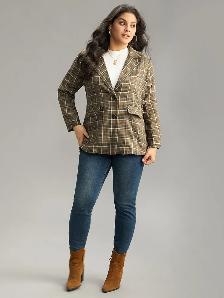 Plaid Flap Pocket Button Through Blazer