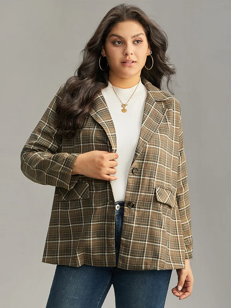 Plaid Flap Pocket Button Through Blazer