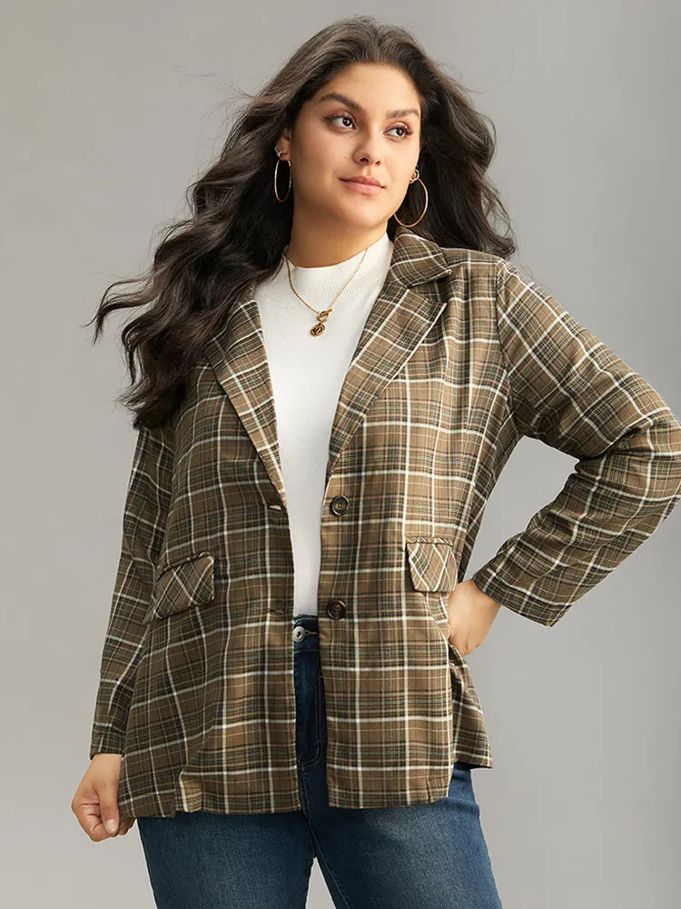 Plaid Flap Pocket Button Through Blazer