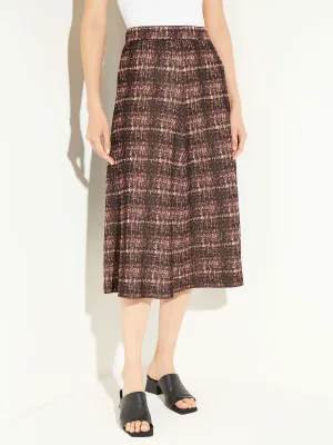 Plaid Knit A-Line Midi Skirt