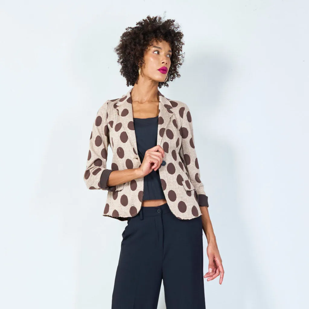 Polka dot blazer with single-button closure wholesale