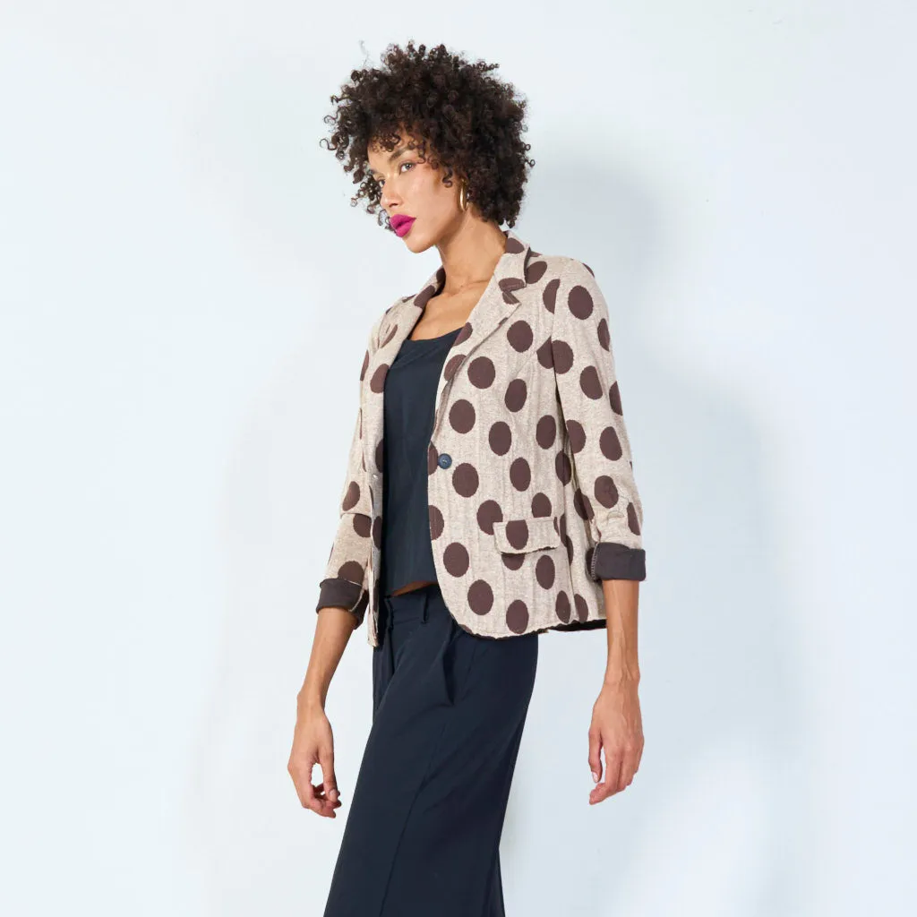 Polka dot blazer with single-button closure wholesale