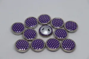 Purple Silver Circular Ring Polka Dot Coat Button