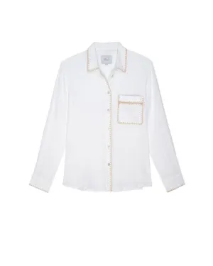 Rails Charli White Blanket Stitch Trim Shirt