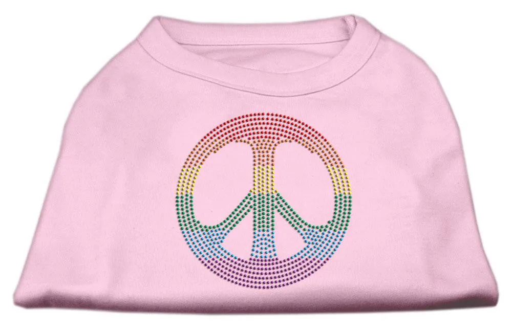 Rhinestone Rainbow Peace Sign Shirts Light Pink XS (8)