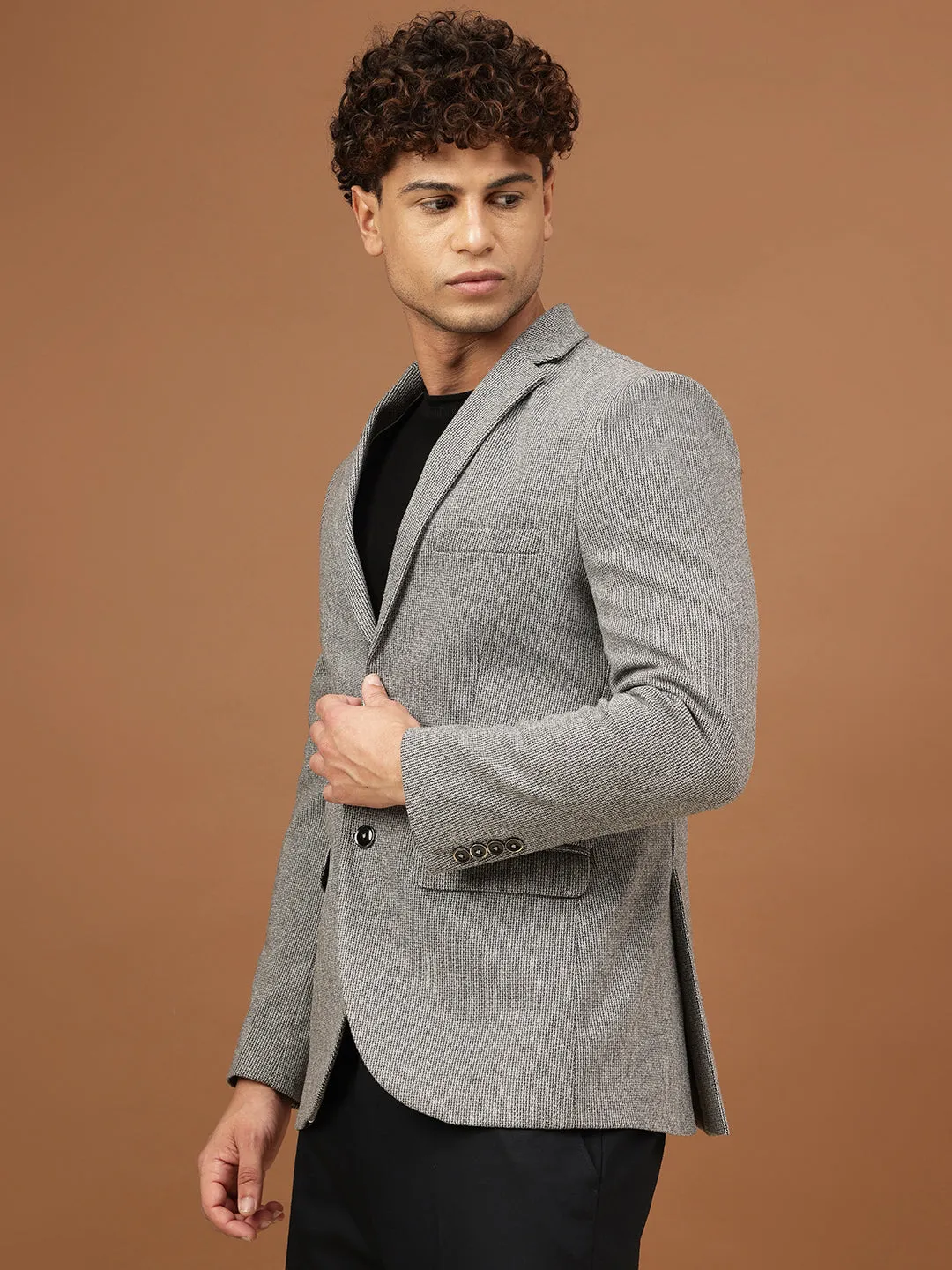 Richlook Men Grey Smart Fit Blazer