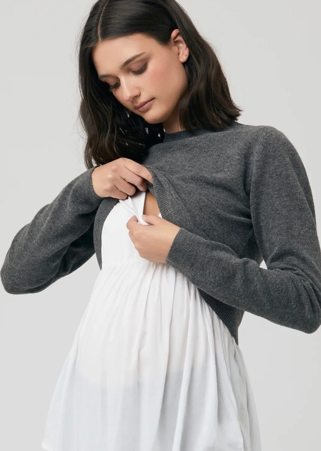 Sandy Detachable Nursing Knit - Charcoal