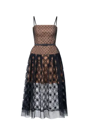 Sheila A-line Spaghetti Strap Lace Midi Dress