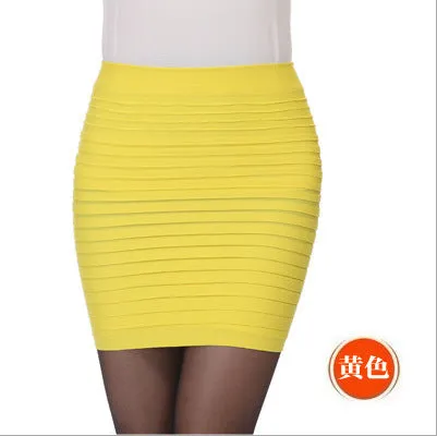 Striped Hip Flattering Women High Waist Slimming Stretchable Plus Size Pencil Skirt