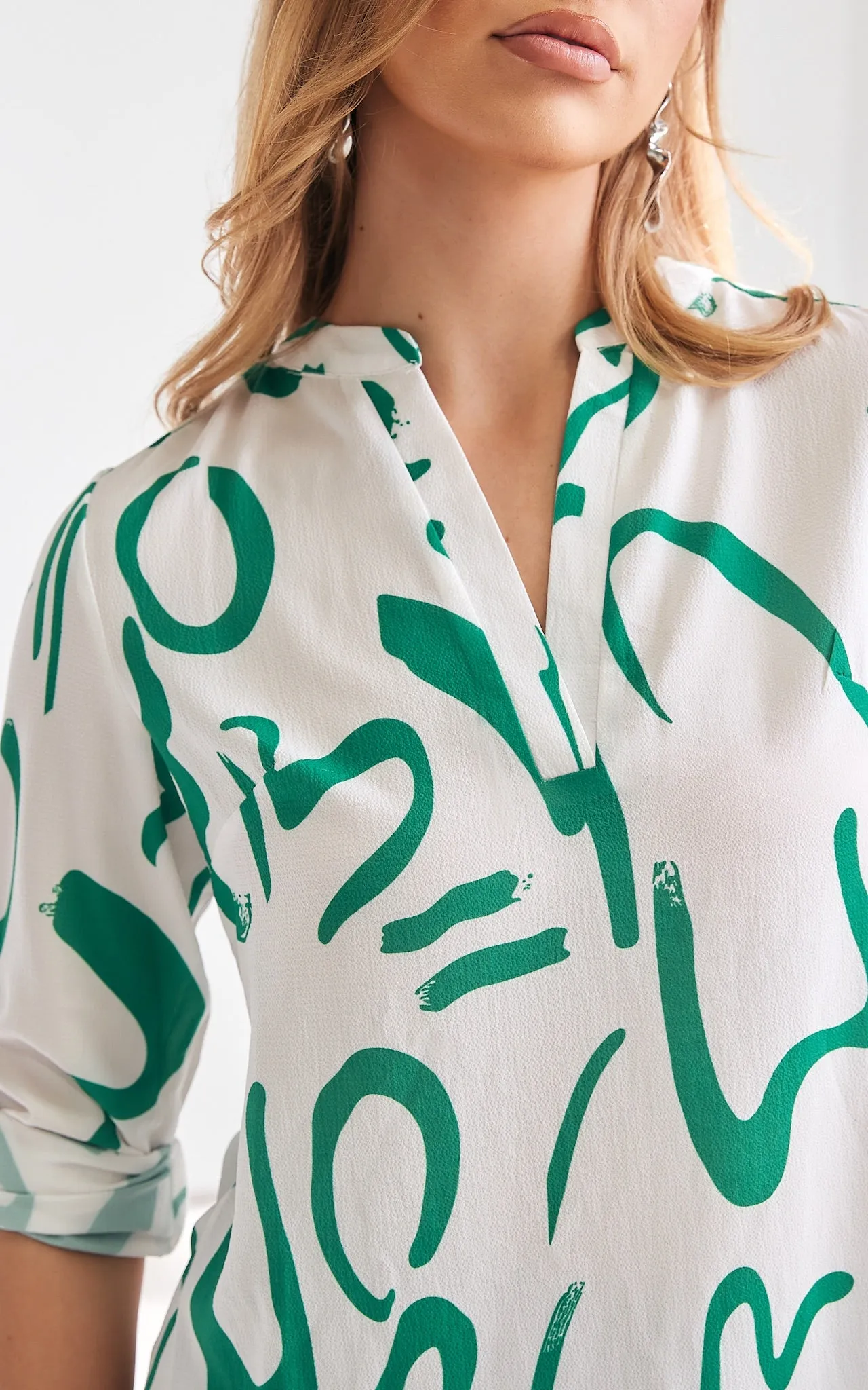 Tapioca Top - White Green Print