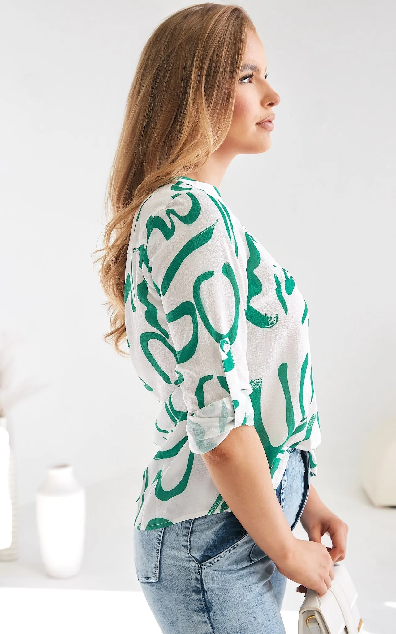 Tapioca Top - White Green Print