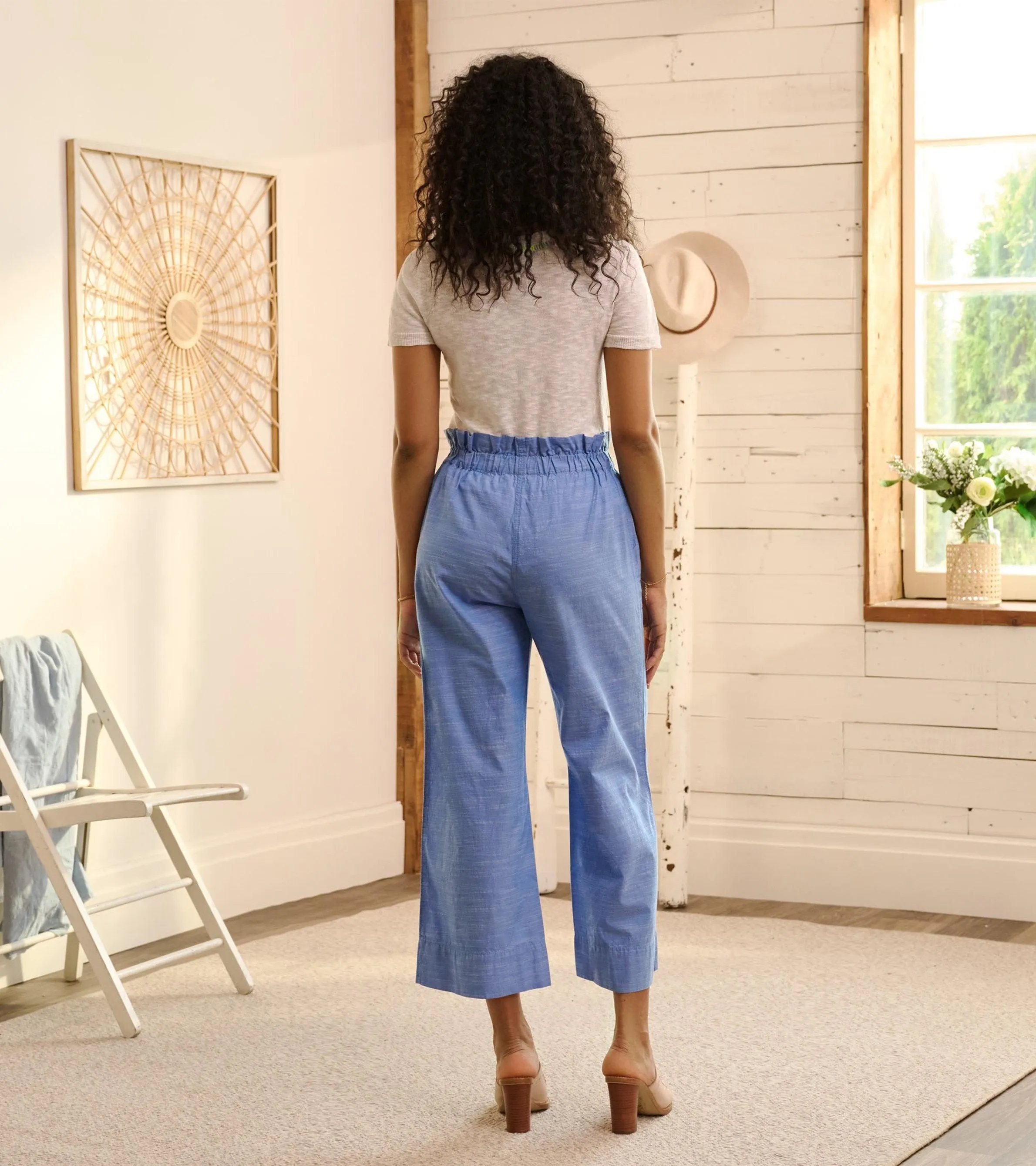 Tie Front Pants - Chambray