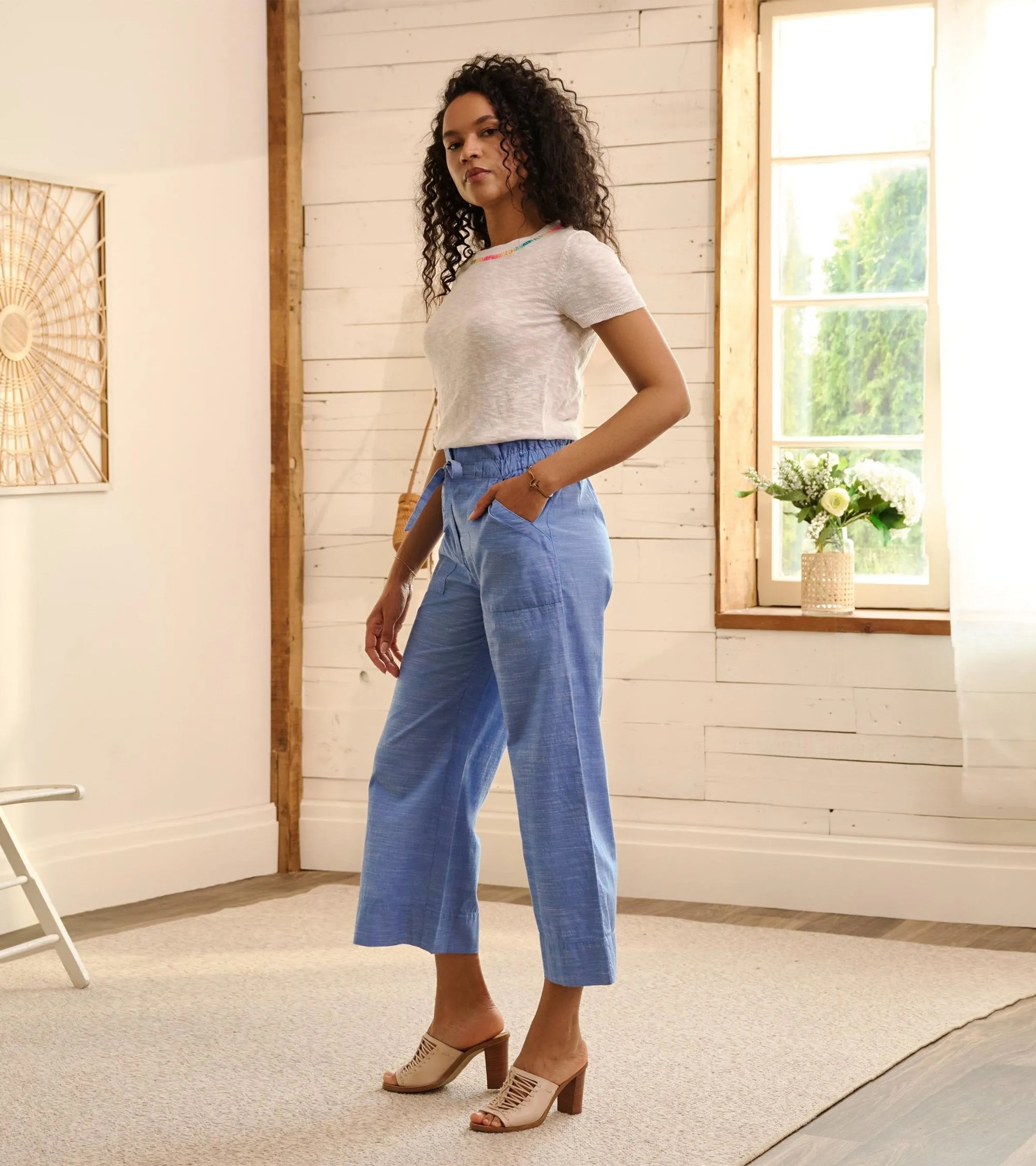 Tie Front Pants - Chambray