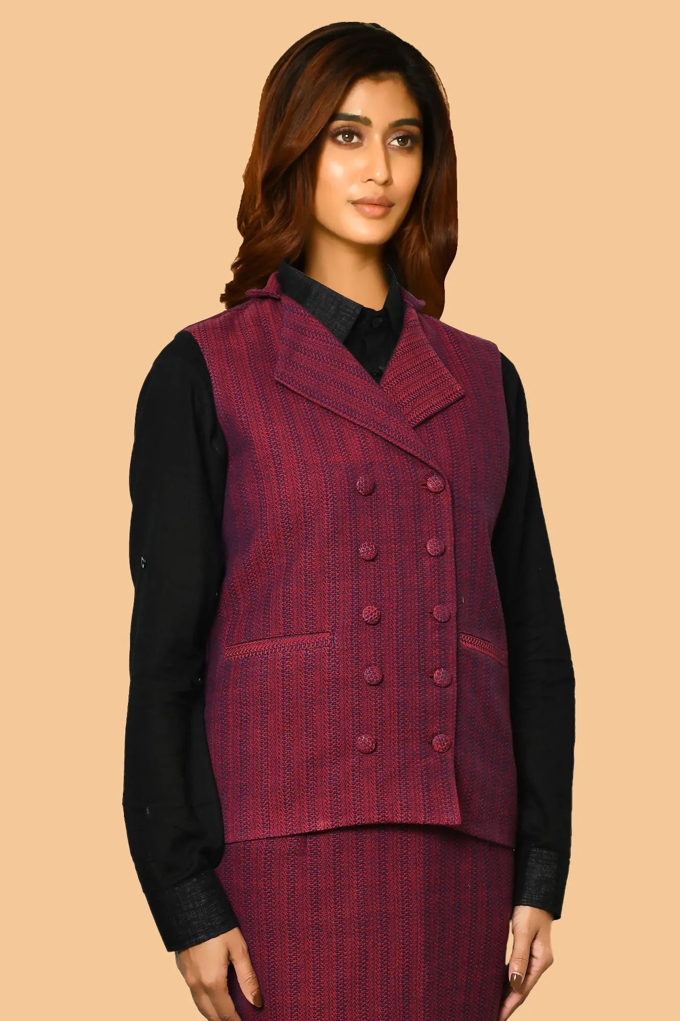 Trisha Handloom Pure Cotton Waist-Coat Blazer