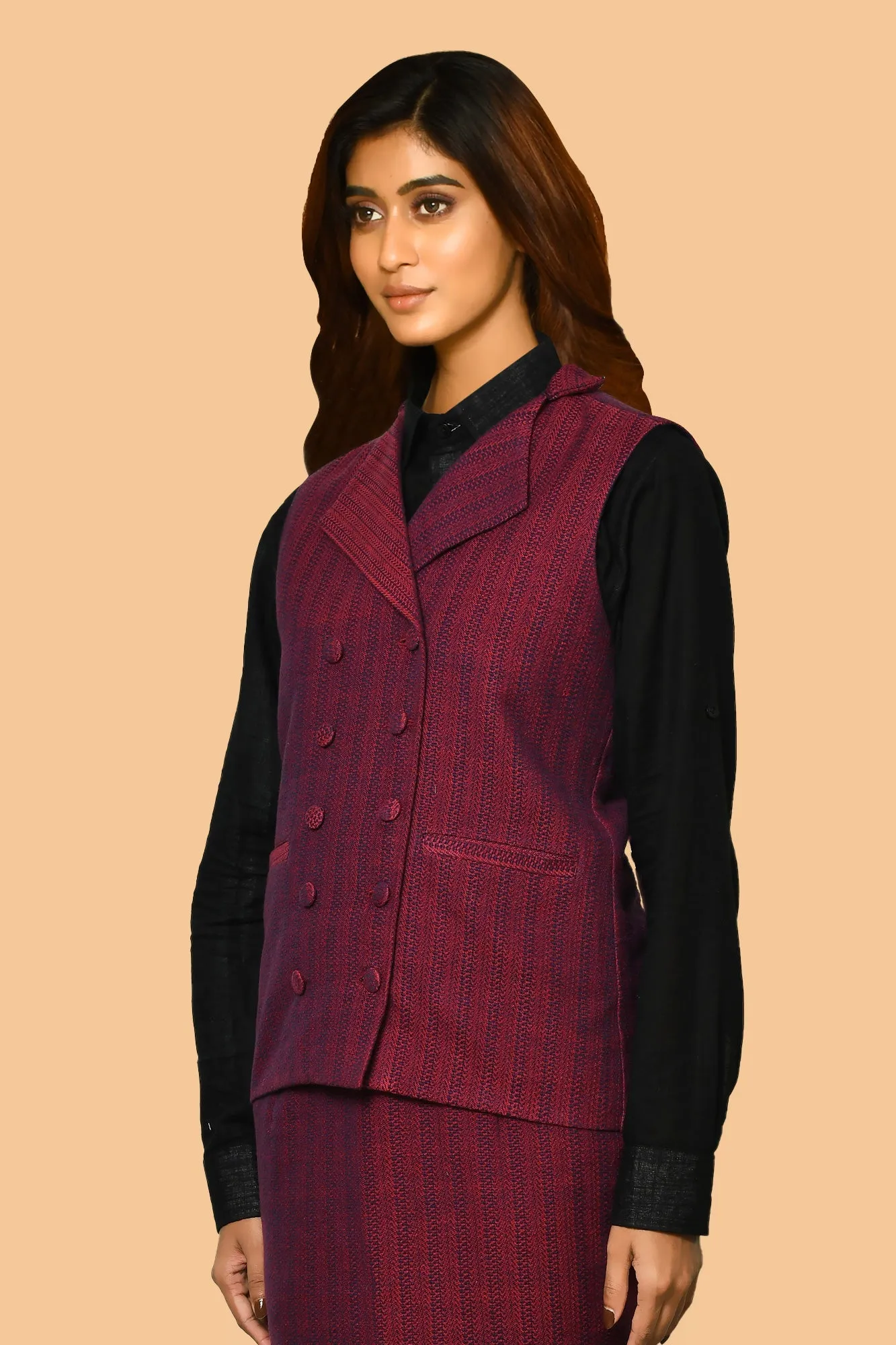 Trisha Handloom Pure Cotton Waist-Coat Blazer