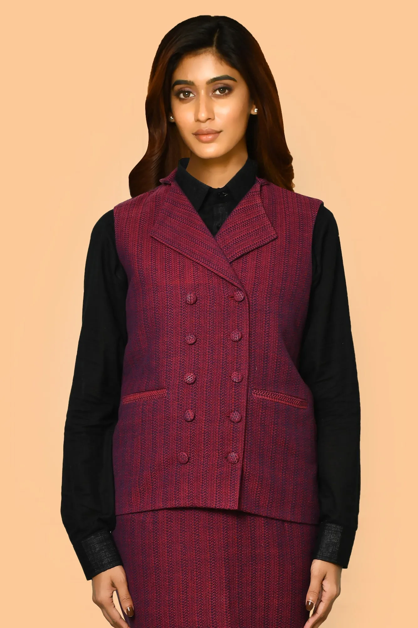 Trisha Handloom Pure Cotton Waist-Coat Blazer