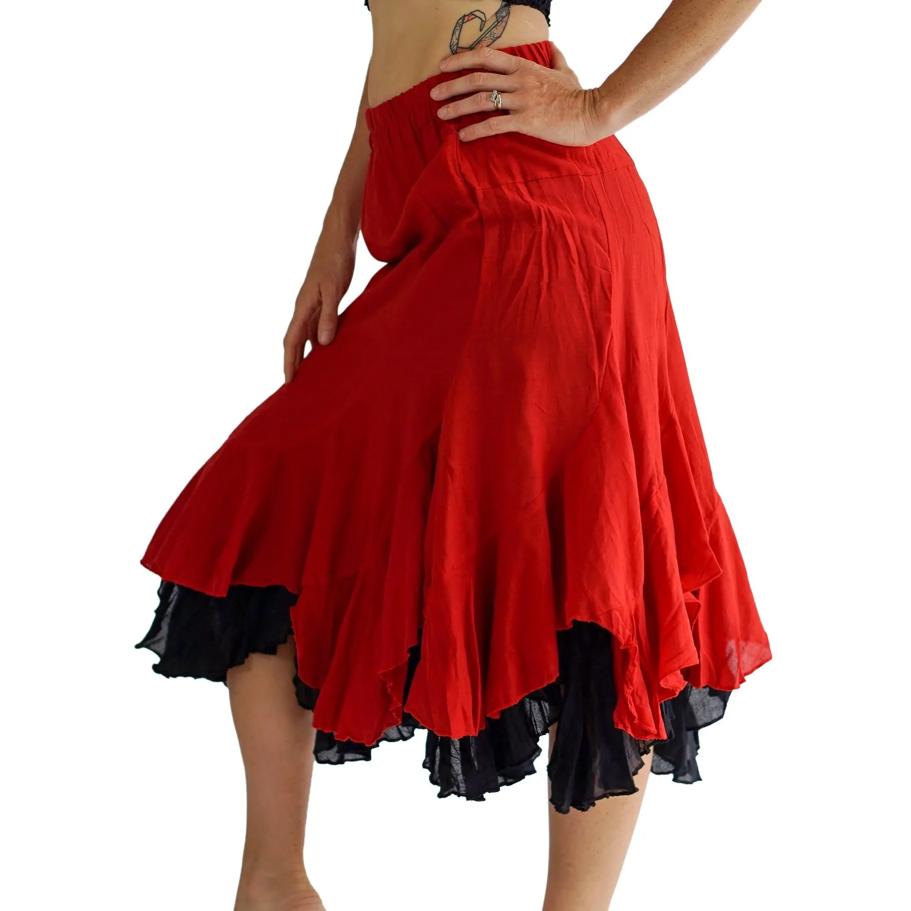 'Two Layer' Renaissance Skirt - Red/Black