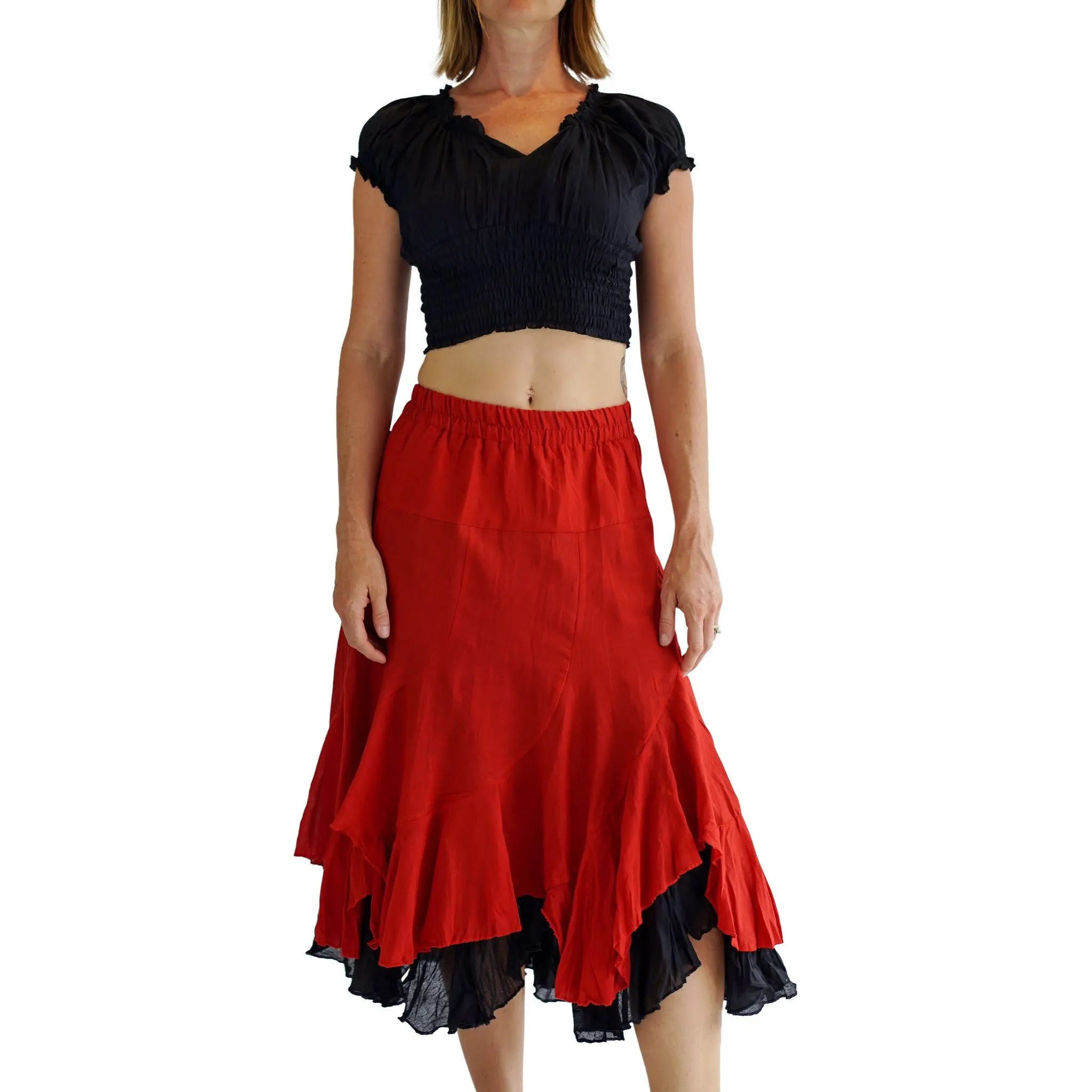 'Two Layer' Renaissance Skirt - Red/Black