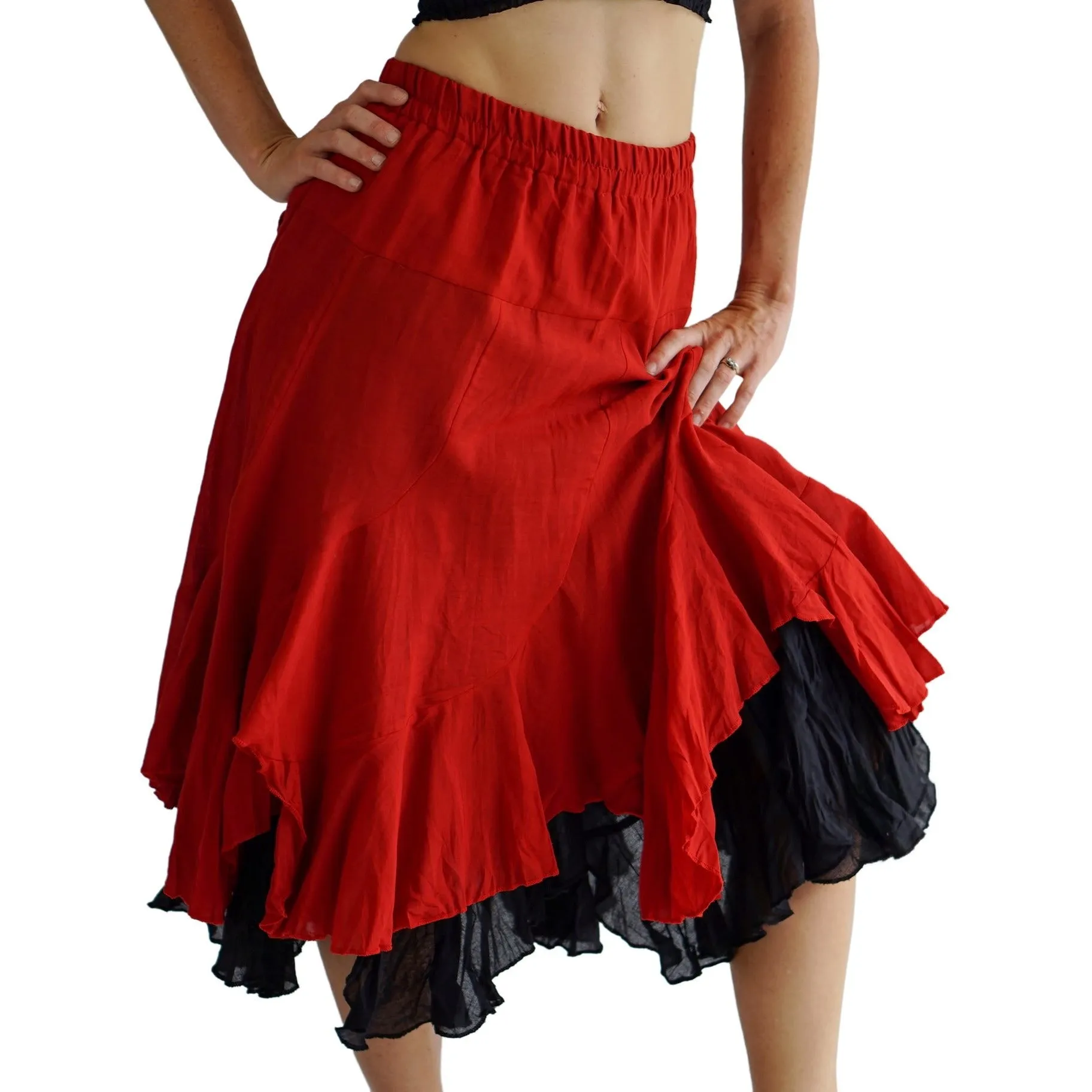 'Two Layer' Renaissance Skirt - Red/Black