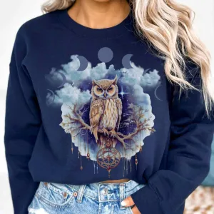 Vintage Mystical Owl Sweatshirt