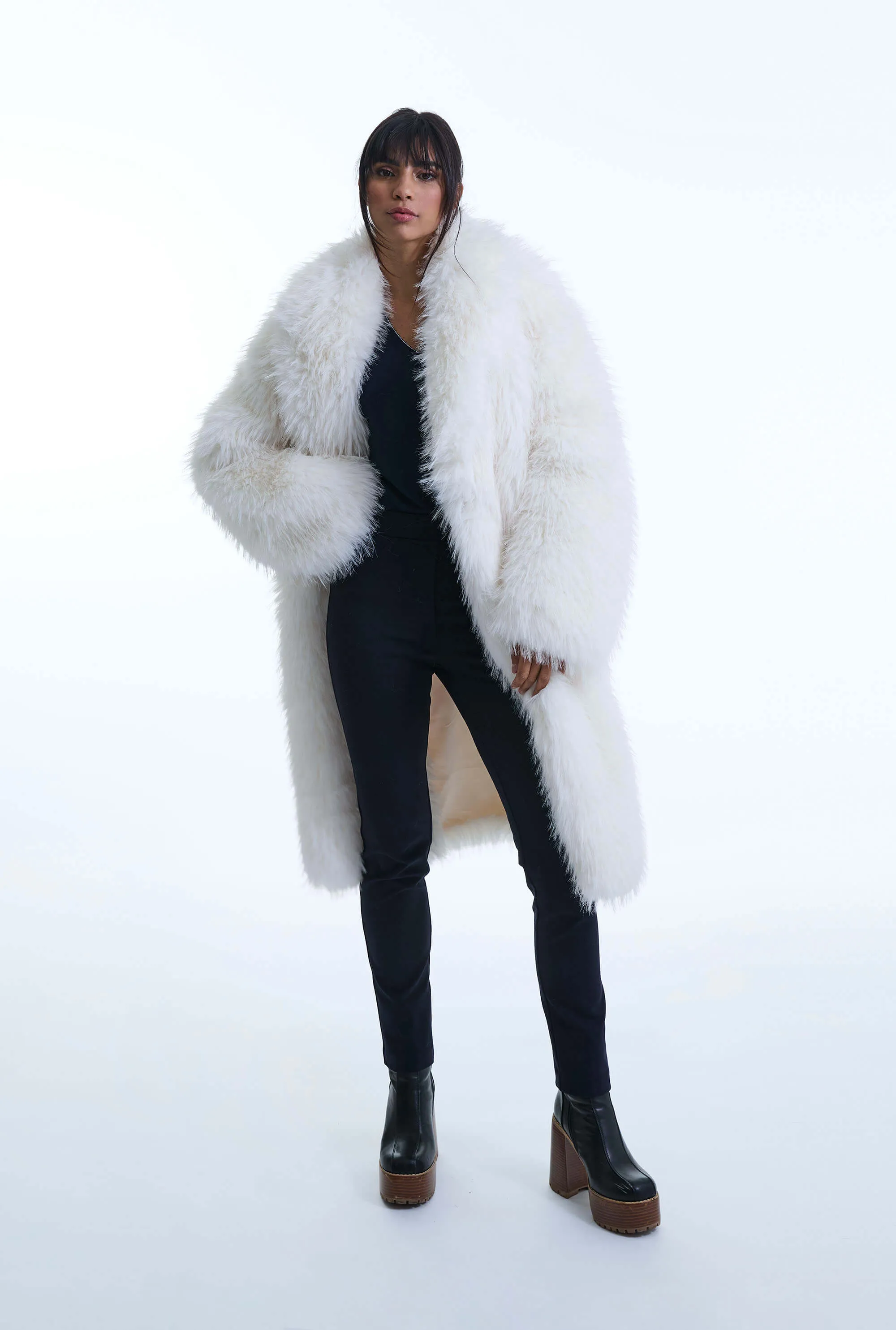 White Faux Fur Coat