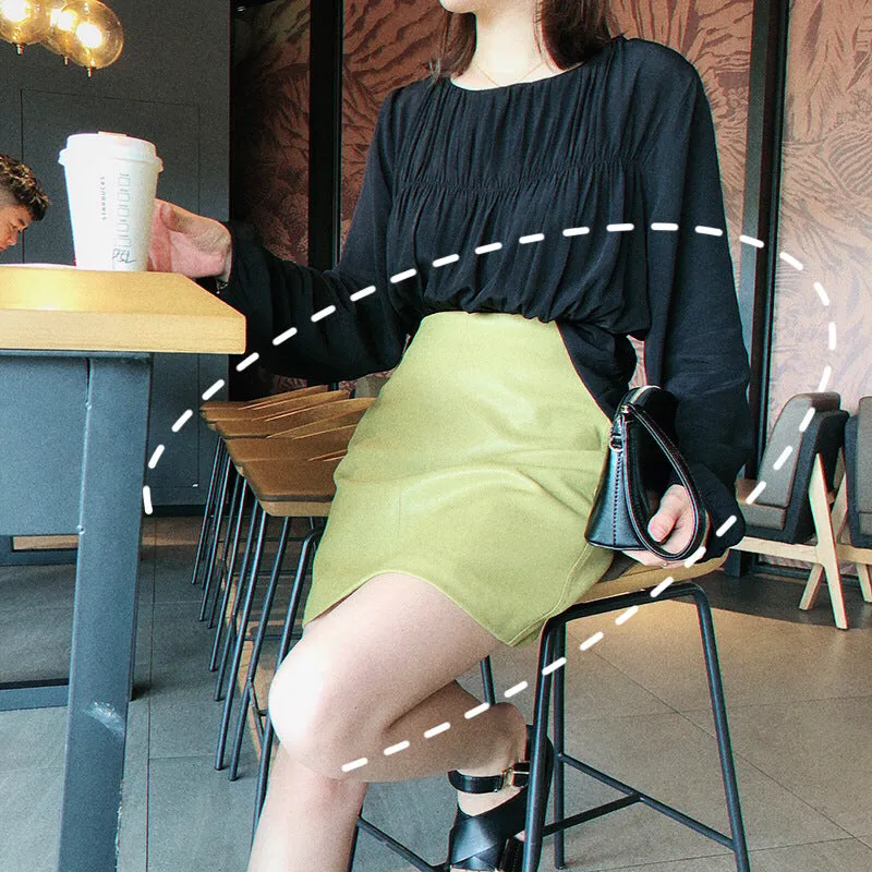 Women Solid Colored Hip Flattering Korean Trendy Student Casual A-Line Skirt