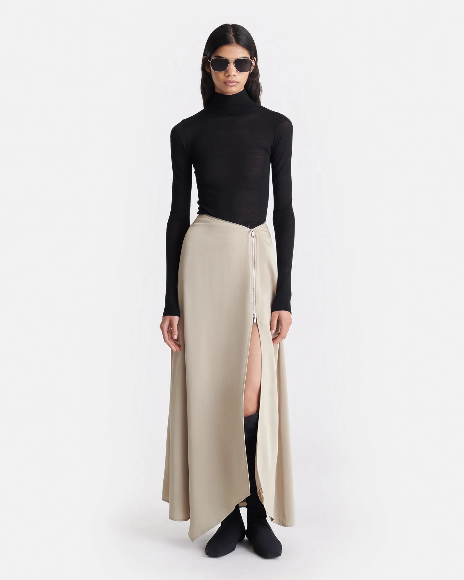 Zella - Georgette Midi Skirt - Oat